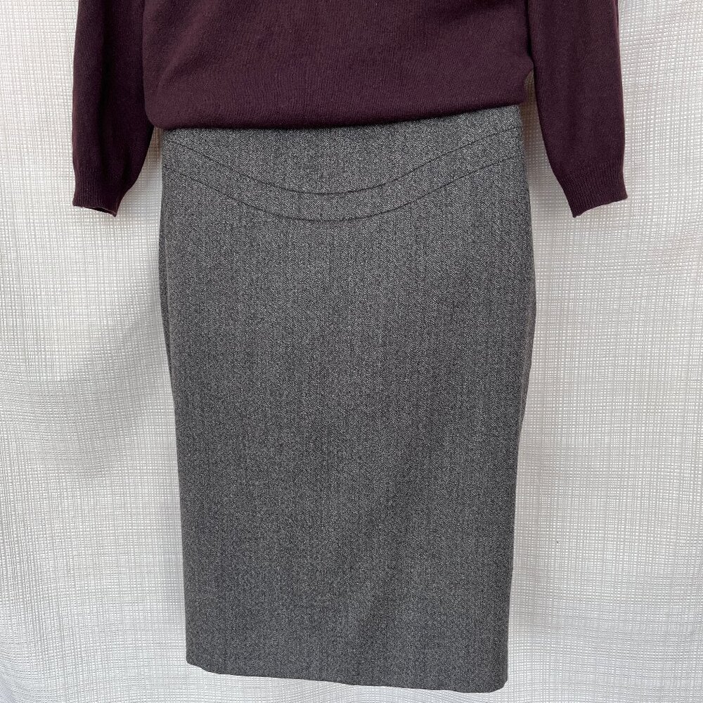 Elie Tahari Wool Tweed Pencil Skirt Wool Sophisticated Academia Brown Equestrian
